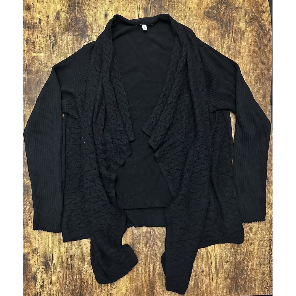 Chaus New York Black Draped Waterfall Cardigan XL